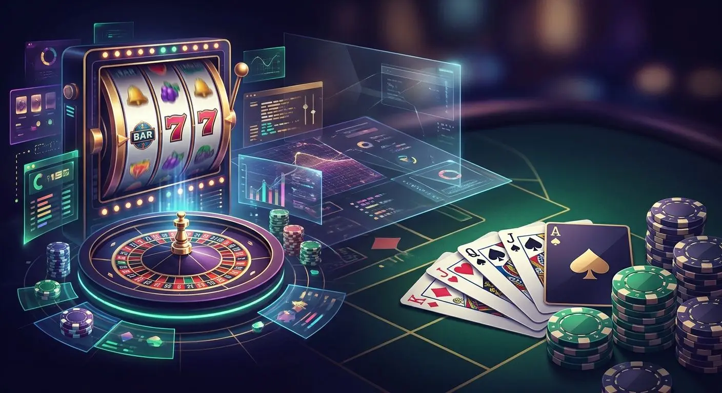 Kollage av olika high roller-spel i premium online-stil