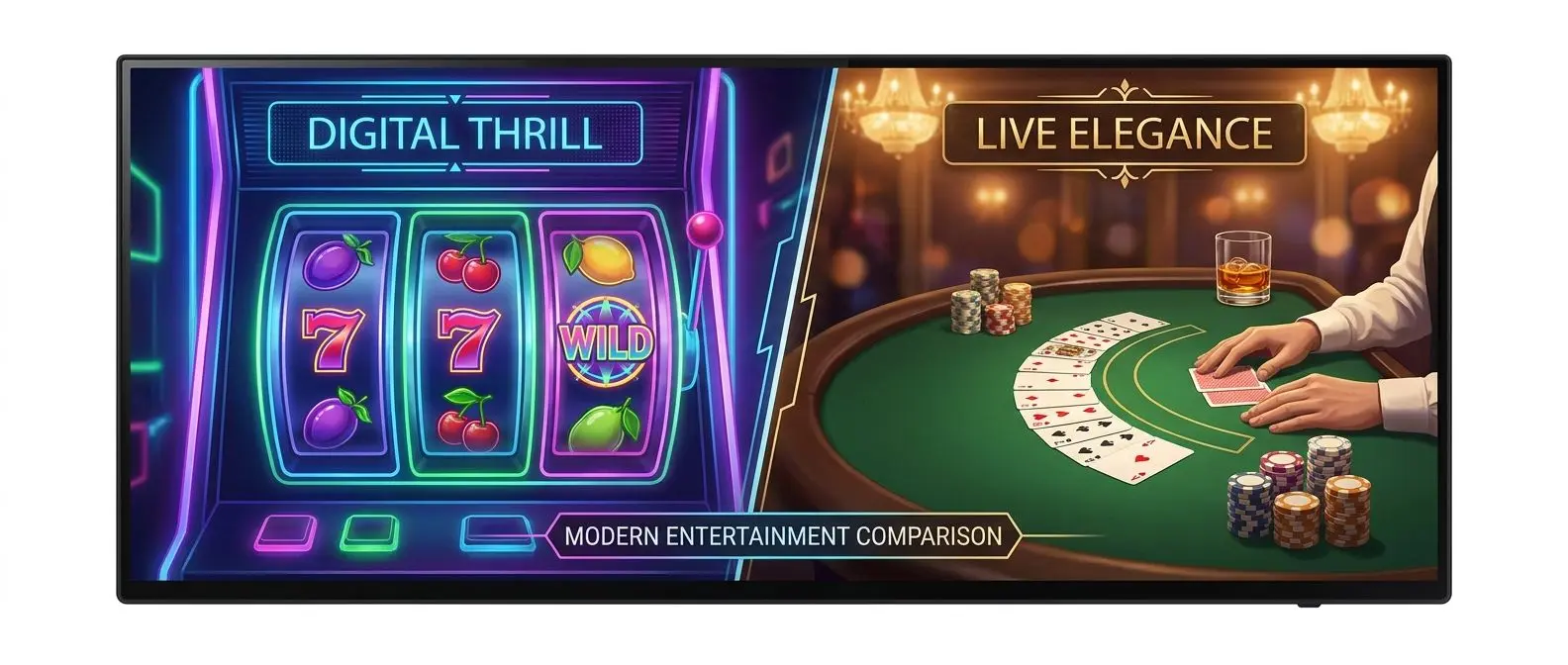 Jämförelsebild mellan slots promo och live casino promo
