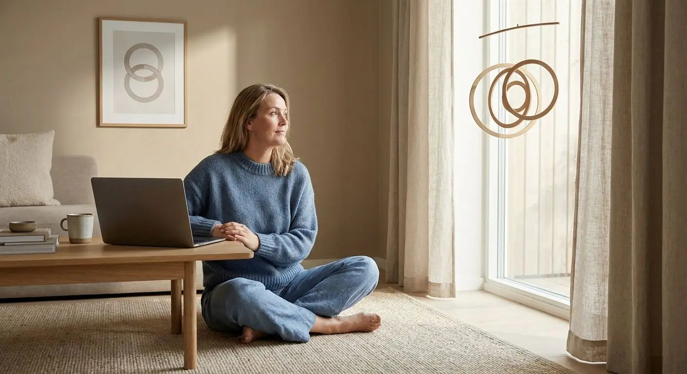 Lugn scen med fokus på balans, kontroll och ansvarsfullt spelande
