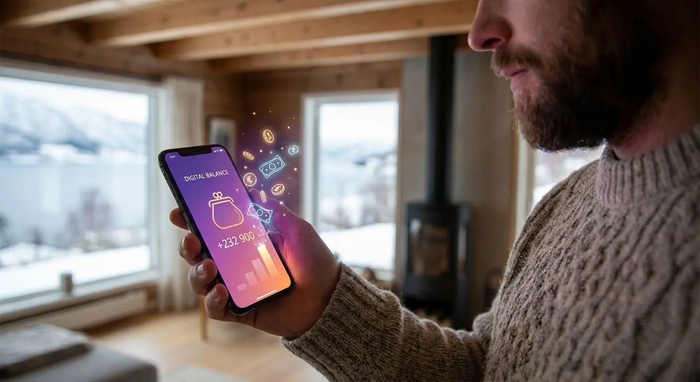 Spelare med mobil och digitalt saldo i PlayOJO-färger